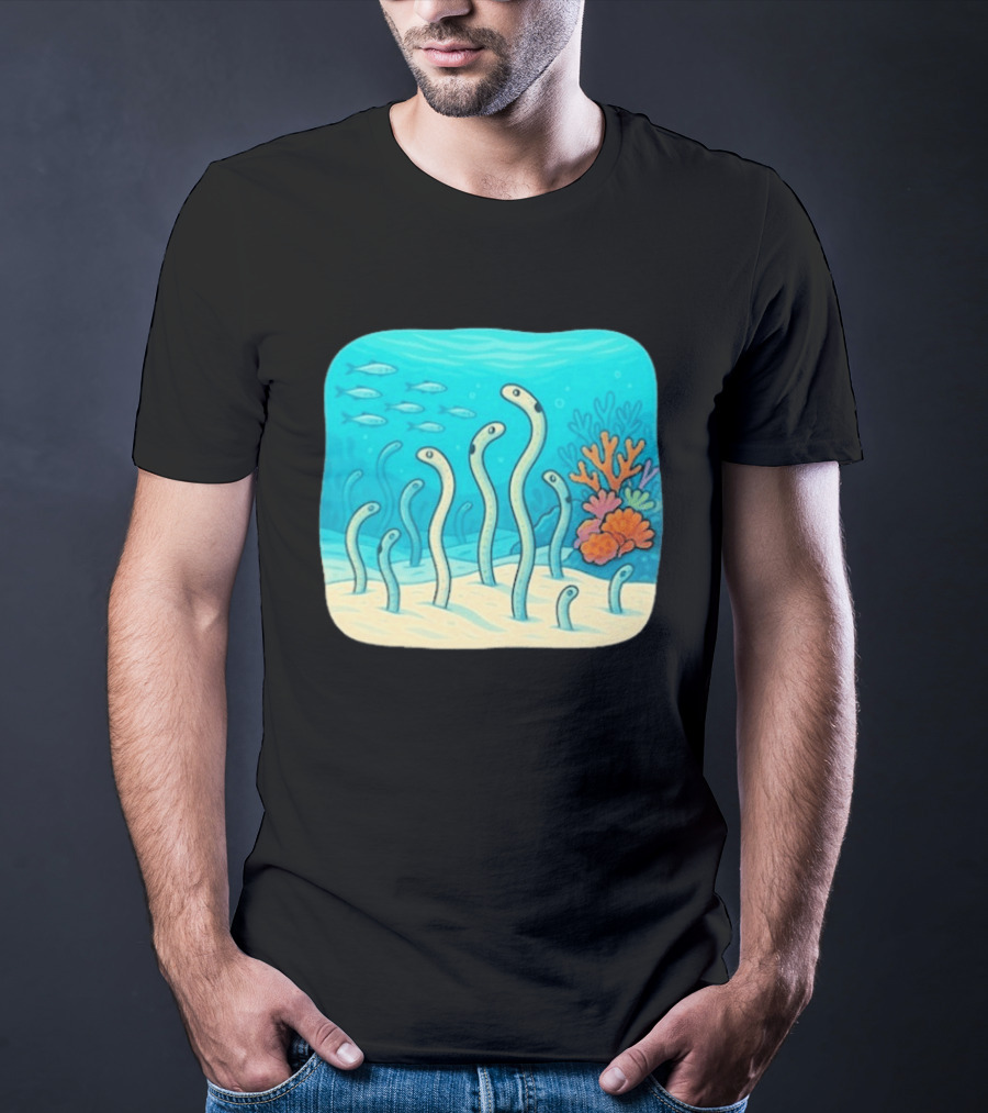 Garden Eels Reef Hawaii With Colorful Coral And Tropical Fish T-Shirt