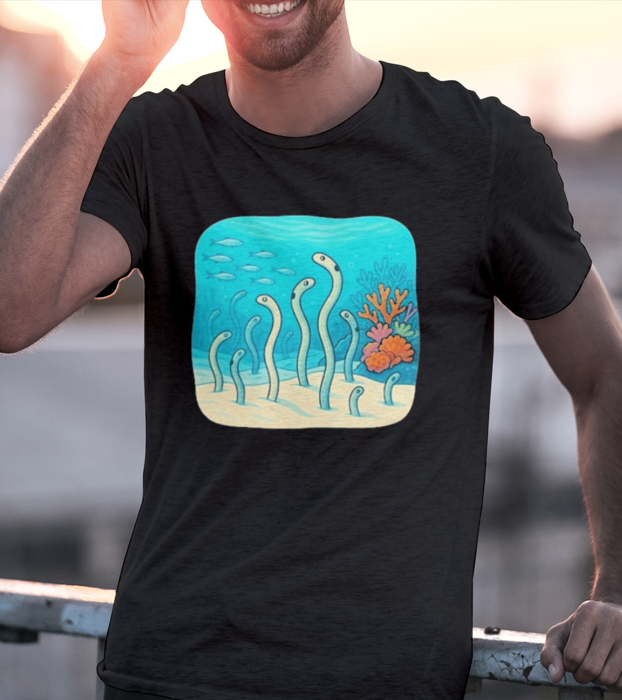 Garden Eels Reef Hawaii With Colorful Coral And Tropical Fish T-Shirt