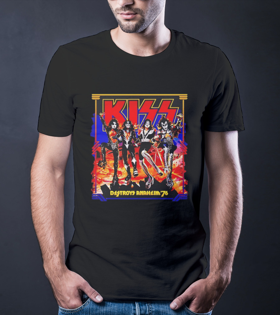 KISS Destroys Anaheim 76 Band Photo Arena Show T-Shirt