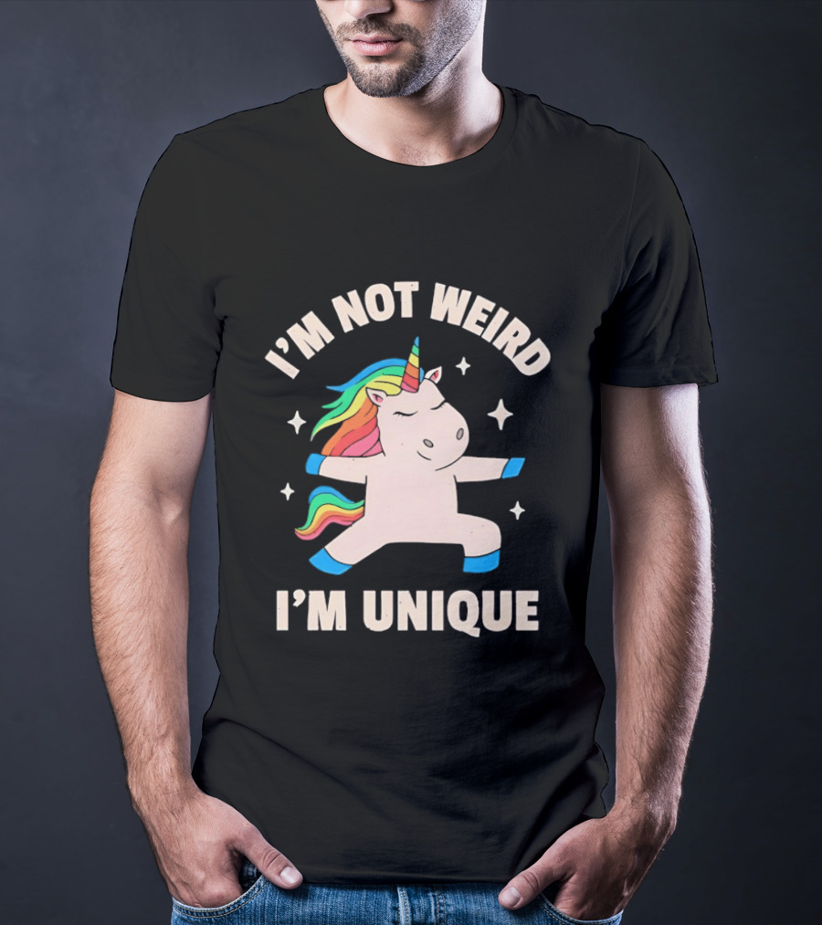 I'm Not Weird I'm Unique Unicorn Dabbing Rainbows T-Shirt