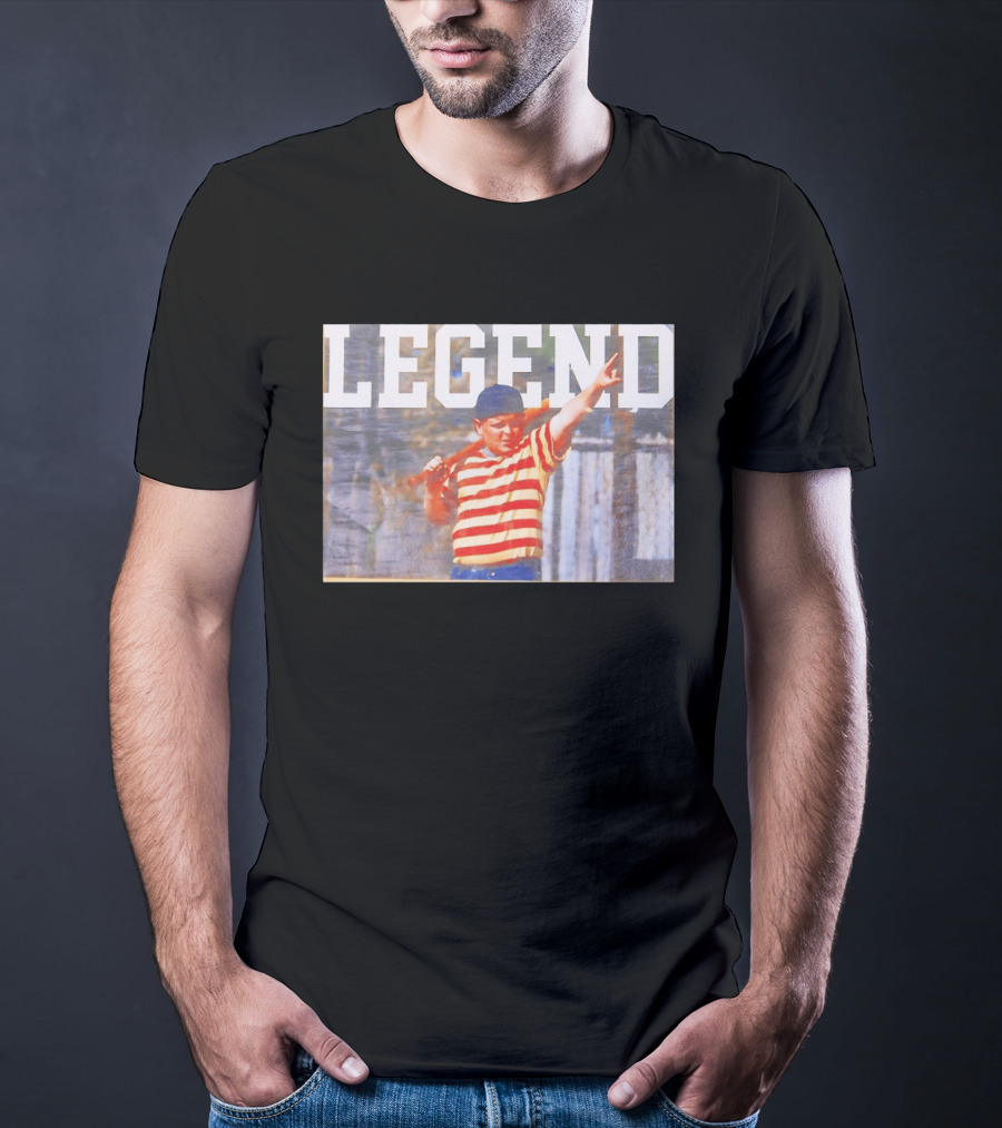Sandlot Legend Striped Kid Holding Bat Pointing T-Shirt