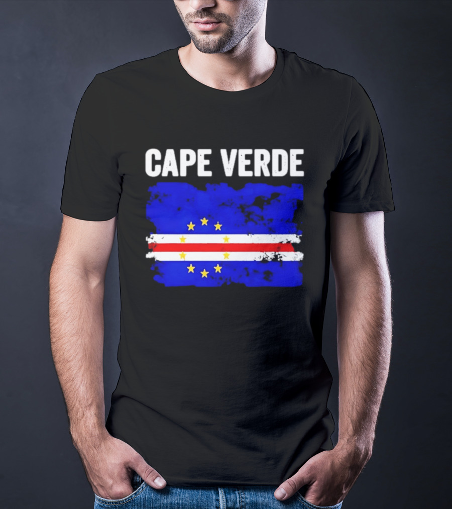 Cape Verde Distressed Flag Design Six Yellow Stars T-Shirt