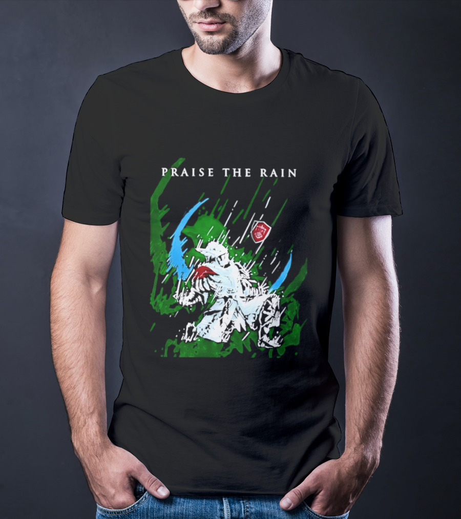 Praise The Rain Warrior Energetic Green And Blue Splash T-Shirt