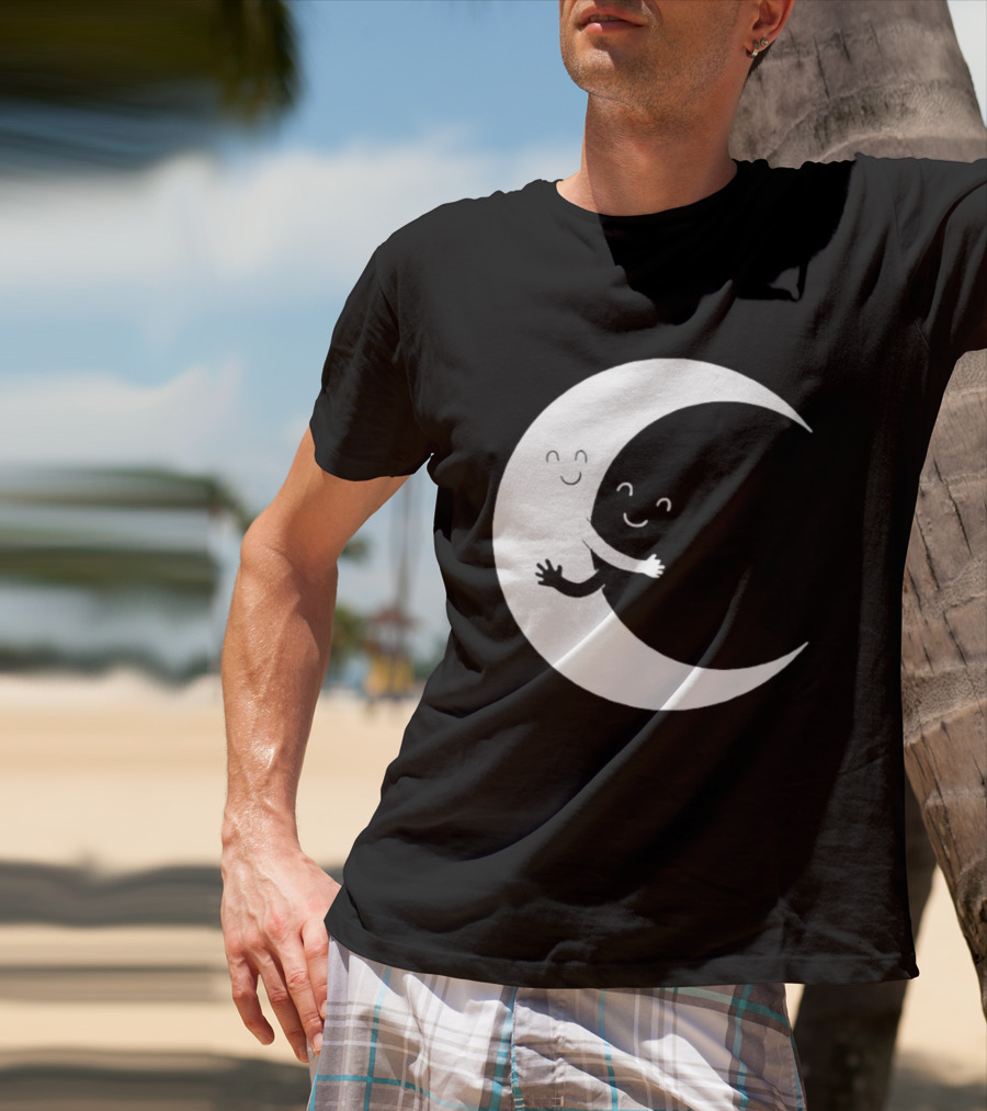 Celestial Hugging Moon Crescent Night Sky Space T-Shirt