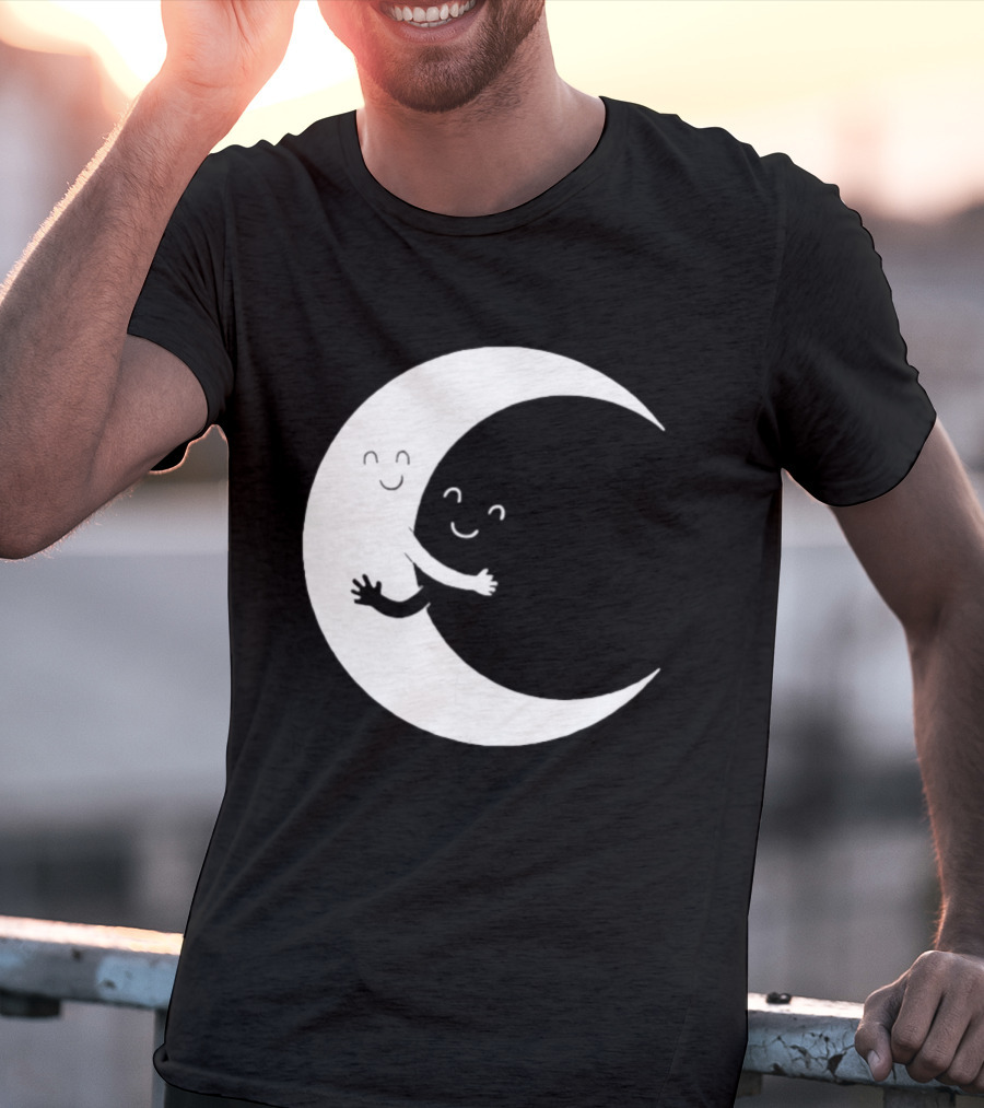 Celestial Hugging Moon Crescent Night Sky Space T-Shirt