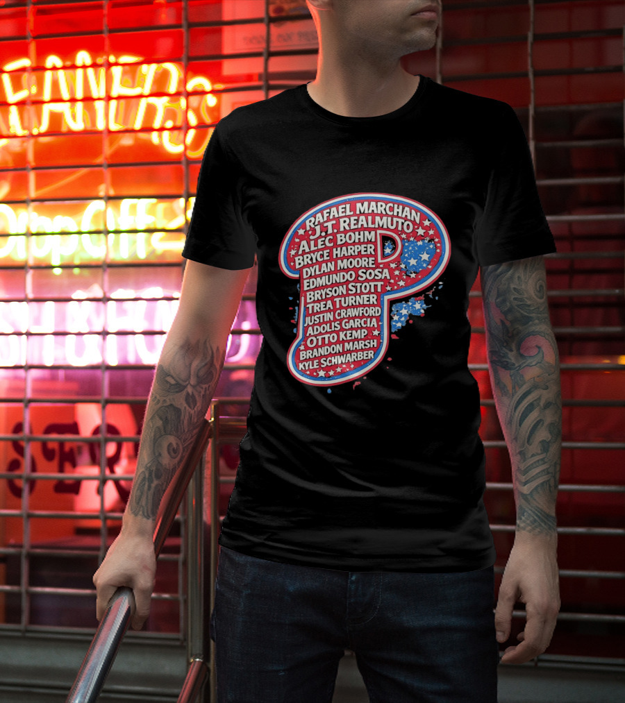 Rafael Marchan JT Realmuto Alec Bohm Bryce Harper Philadelphia Phillies T-Shirt