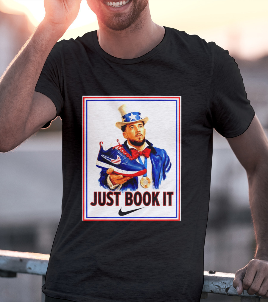 Just Book It Devin Booker Uncle Sam Gold Medal Nike Sneaker T-Shirt
