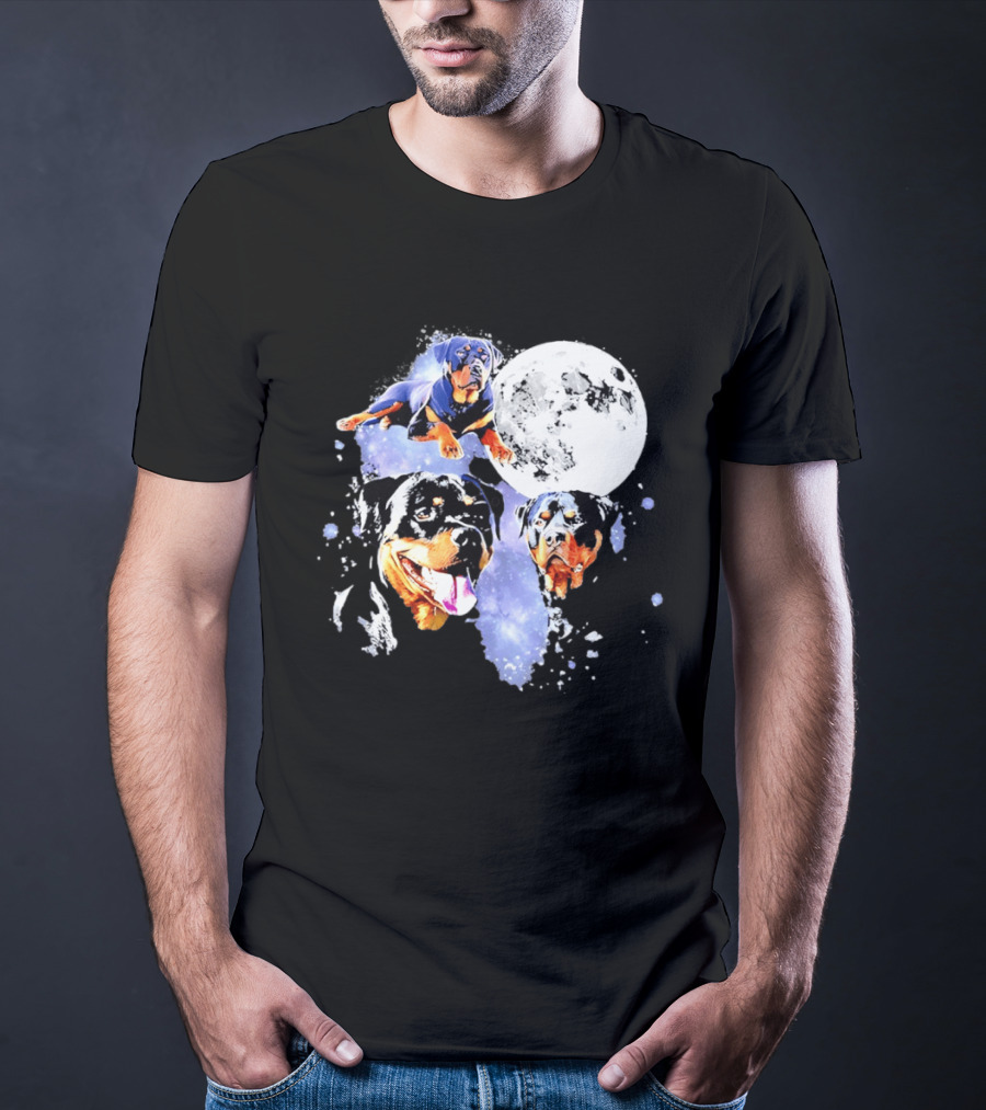 Rottweiler Galaxy Moon Space Celestial Dog Breed Lover Pet Owner Lunar Canine Adventure T-Shirt