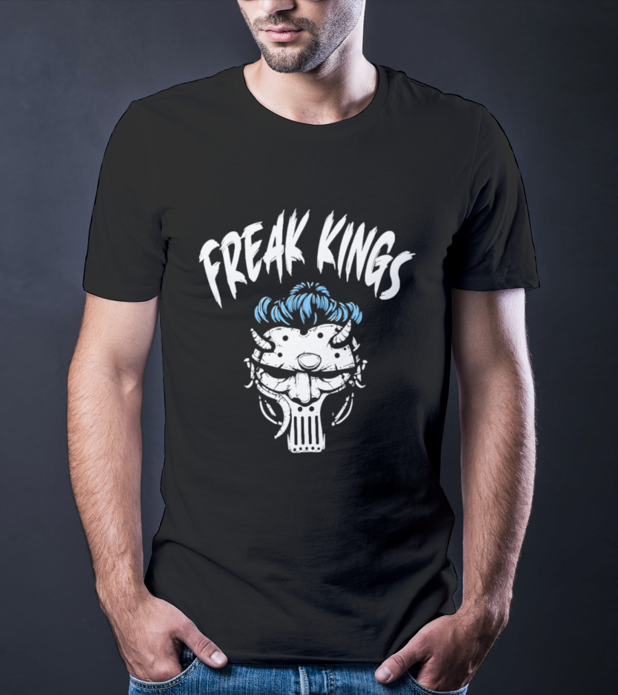 Freak Kings Horned Skull Blue Hair T-Shirt