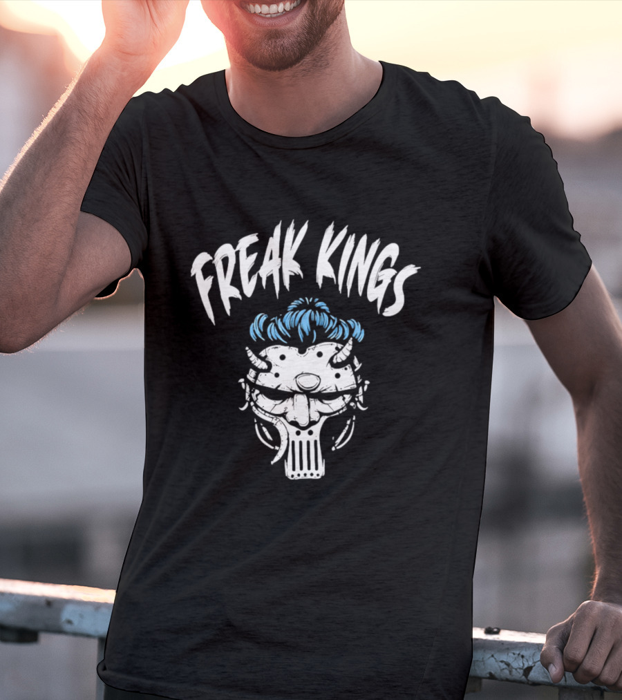 Freak Kings Horned Skull Blue Hair T-Shirt