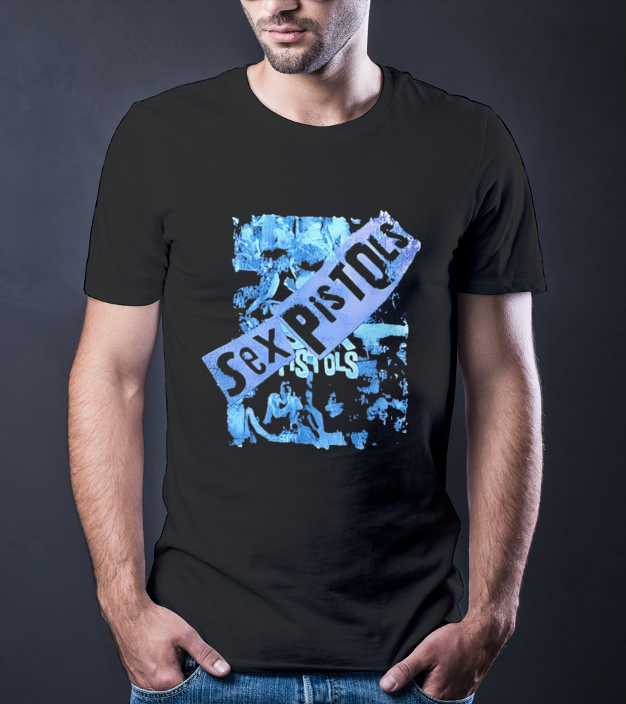 Sex Pistols Distressed Blue Photo Collage T-Shirt