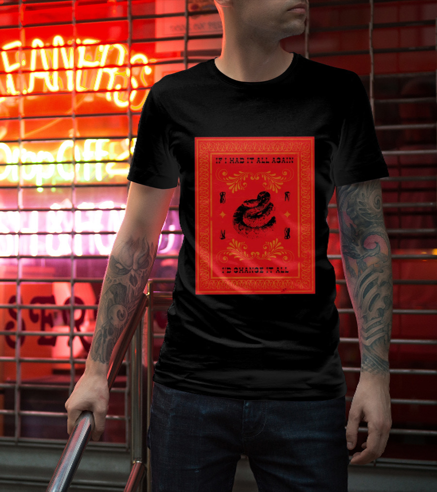 If I Had It All Again I'd Change It All Rattlesnake Western Red Bandana T-Shirt