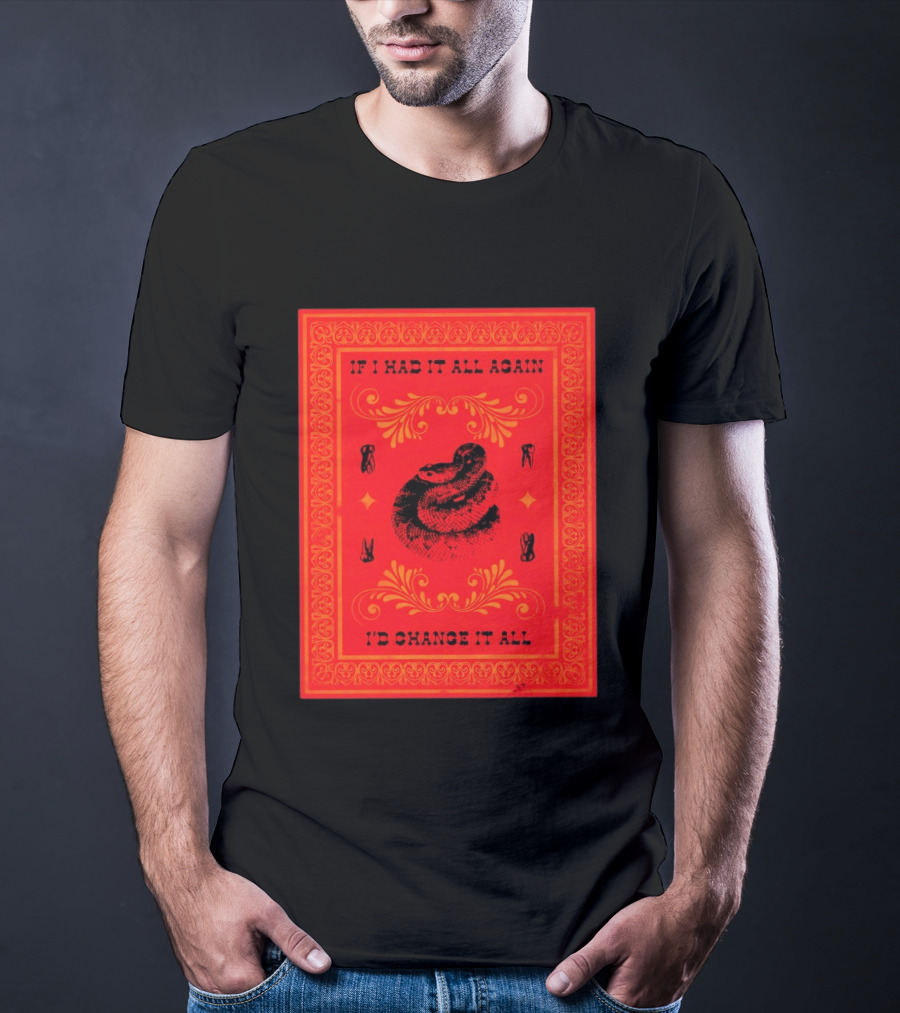 If I Had It All Again I'd Change It All Rattlesnake Western Red Bandana T-Shirt