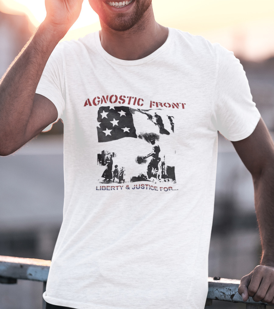 Agnostic Front Liberty And Justice For All Flag Military Patriot T-Shirt