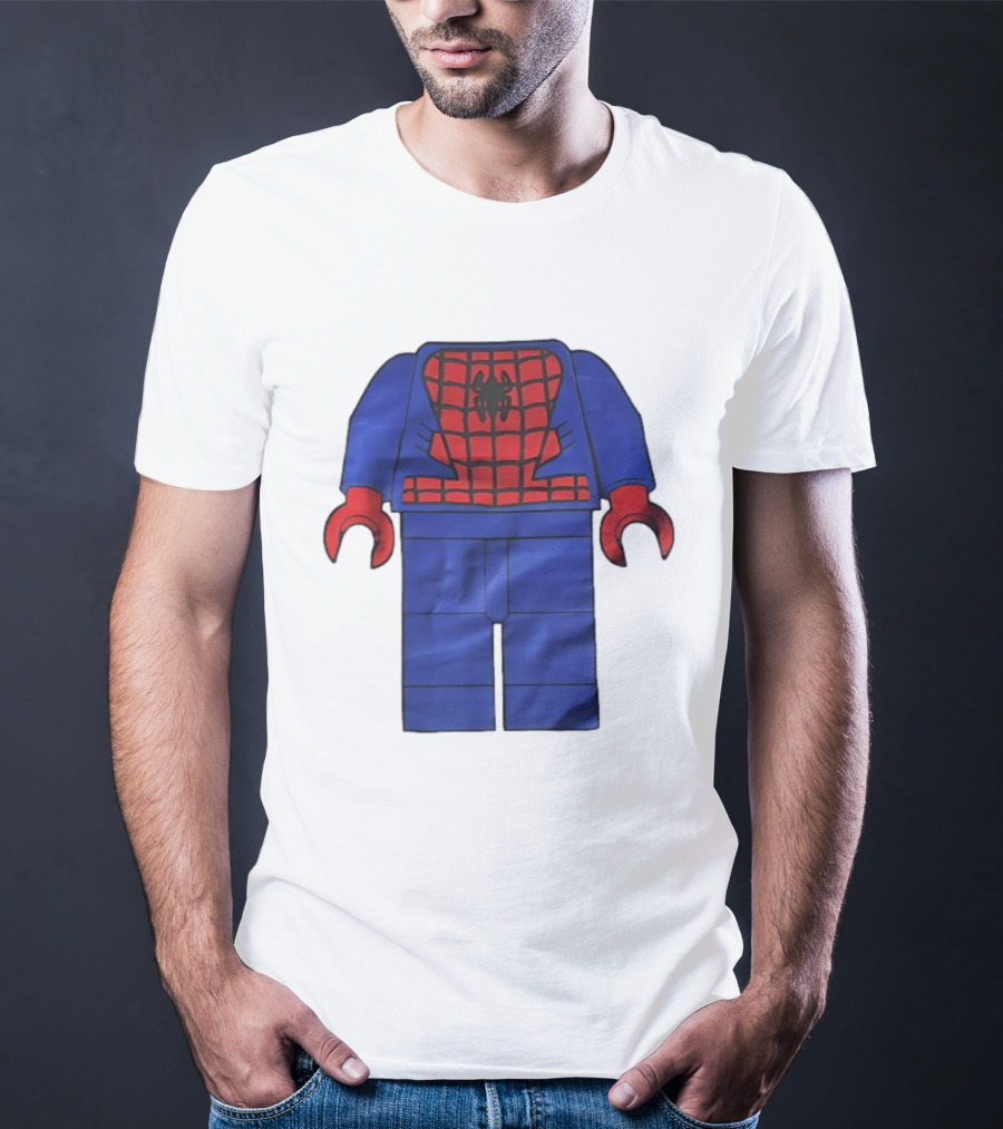 Lego Spider Man Minifigure Marvel Super Hero Iconic Costume Red And Blue Suit T-Shirt