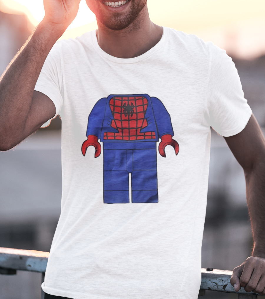 Lego Spider Man Minifigure Marvel Super Hero Iconic Costume Red And Blue Suit T-Shirt