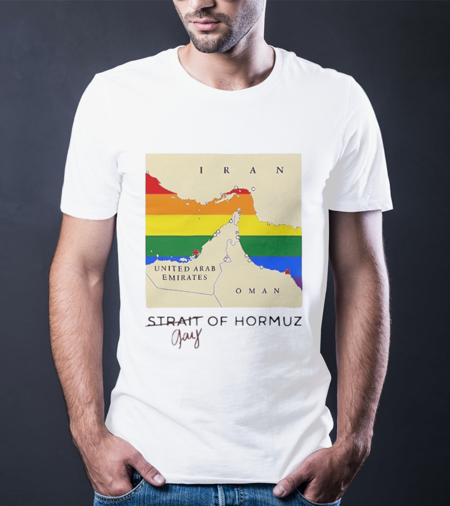 Strait Of Hormuz Map Pride Rainbow Gay Wordplay Pun T-Shirt