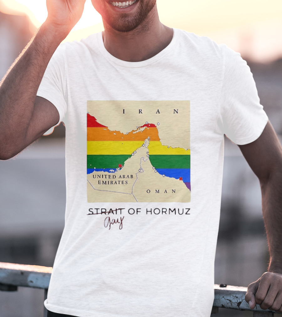 Strait Of Hormuz Map Pride Rainbow Gay Wordplay Pun T-Shirt