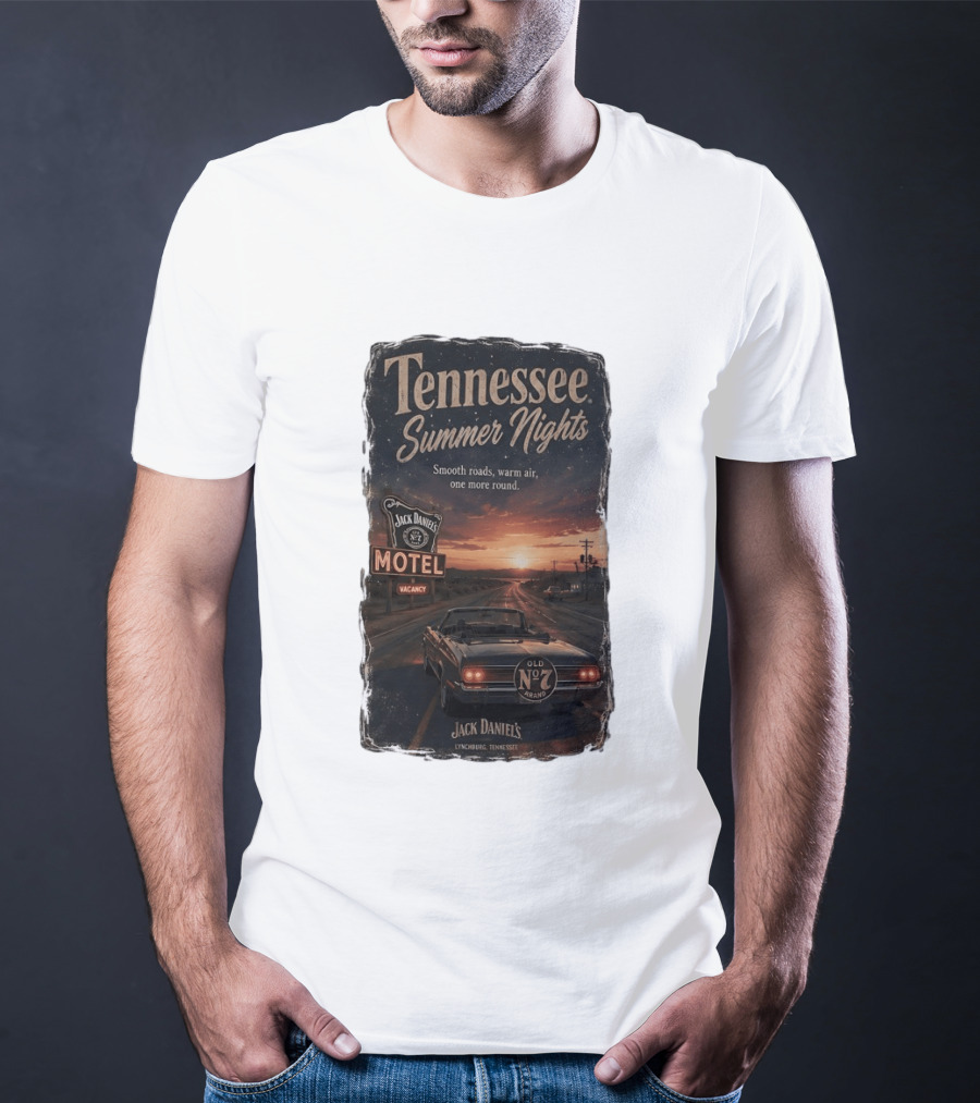 Tennessee Summer Nights Jack Daniel's Motel Smooth Roads Warm Air Old No. 7 Lynchburg T-Shirt