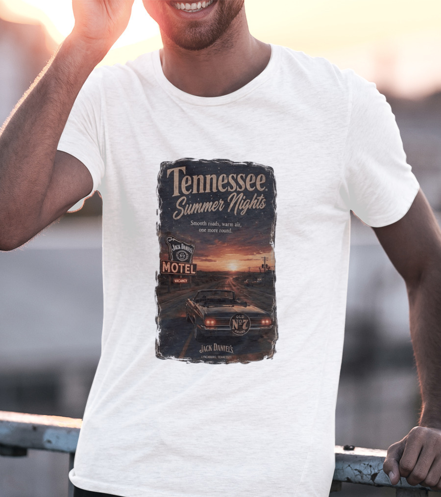 Tennessee Summer Nights Jack Daniel's Motel Smooth Roads Warm Air Old No. 7 Lynchburg T-Shirt