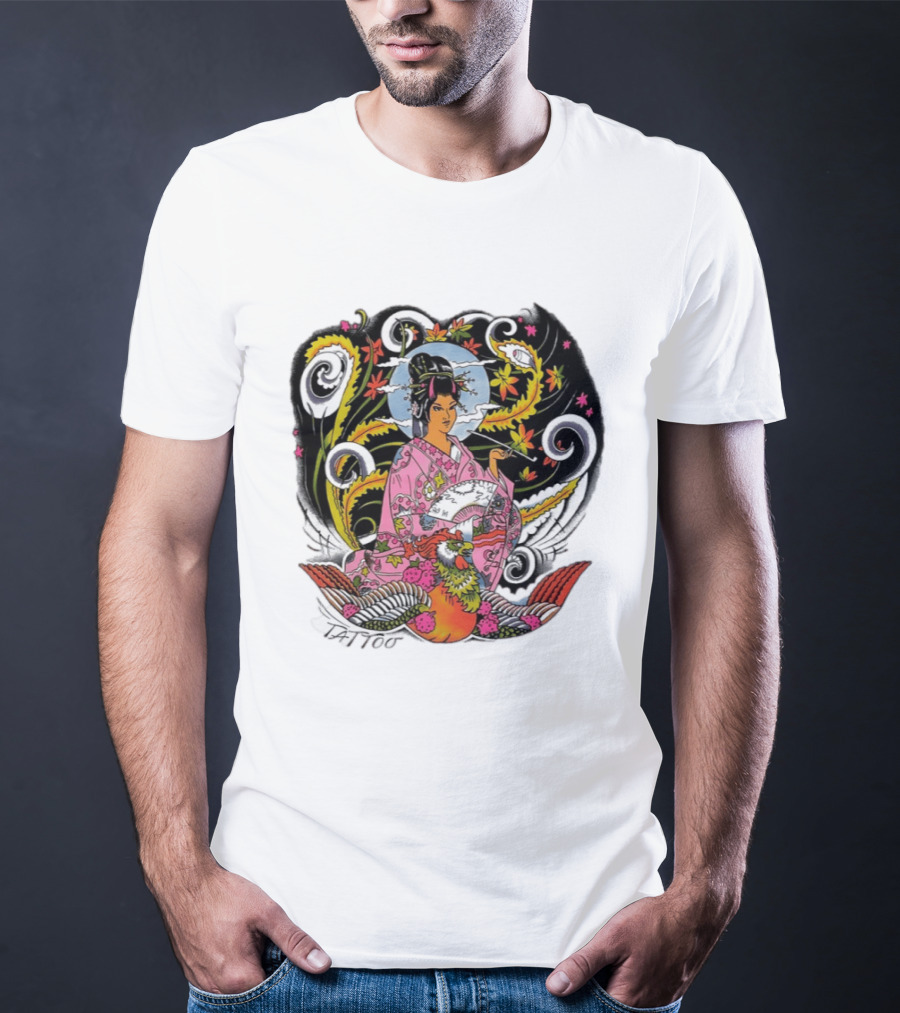 Geisha Tattoo Japanese Traditional Phoenix Kimono T-Shirt