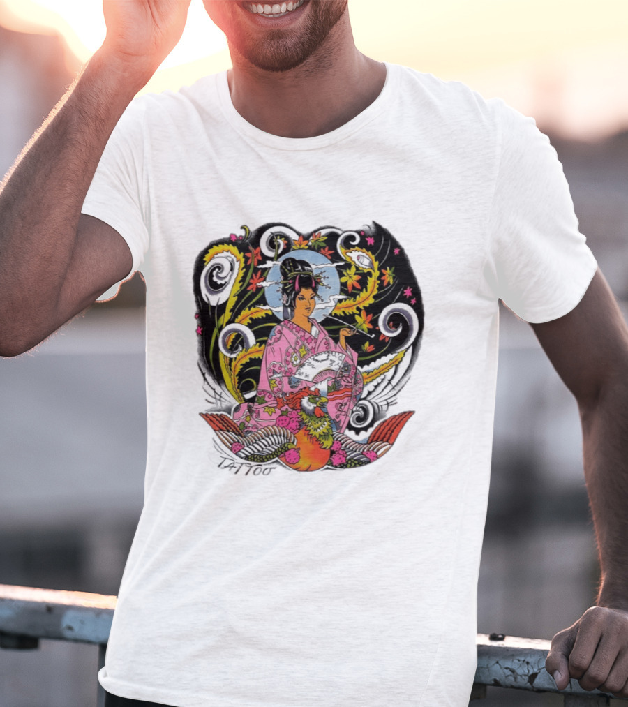 Geisha Tattoo Japanese Traditional Phoenix Kimono T-Shirt