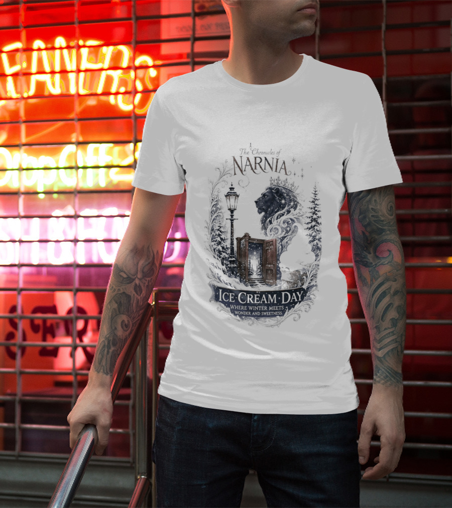 Narnia Ice Cream Day Winter Meets Wonder Aslan Wardrobe T-Shirt