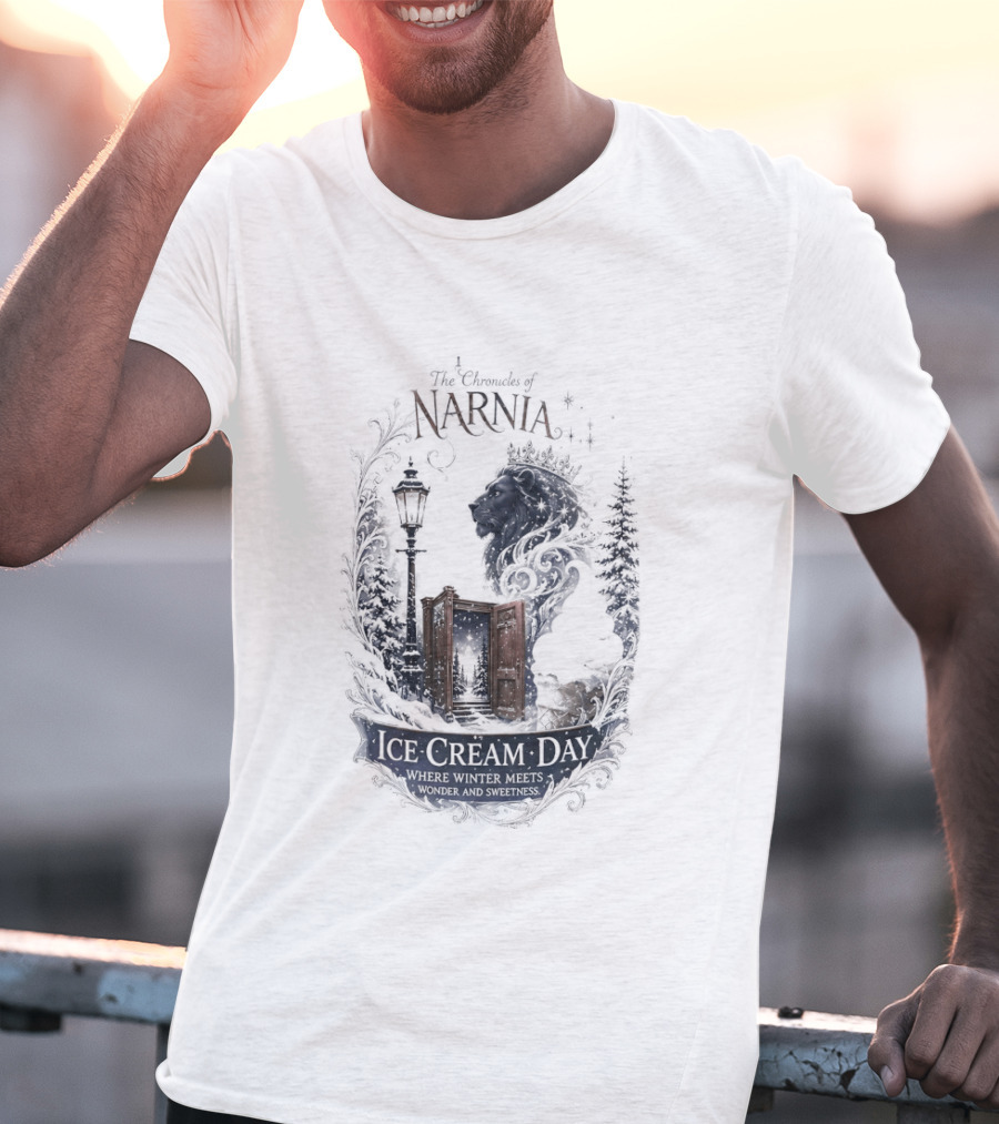 Narnia Ice Cream Day Winter Meets Wonder Aslan Wardrobe T-Shirt