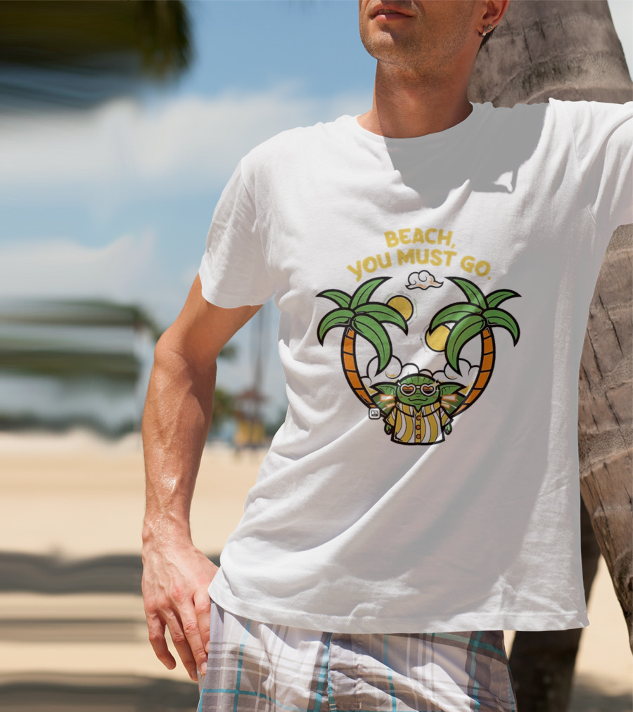 Grogu Hawaiian Outfit Beach You Must Go Palm Trees Sunglasses T-Shirt