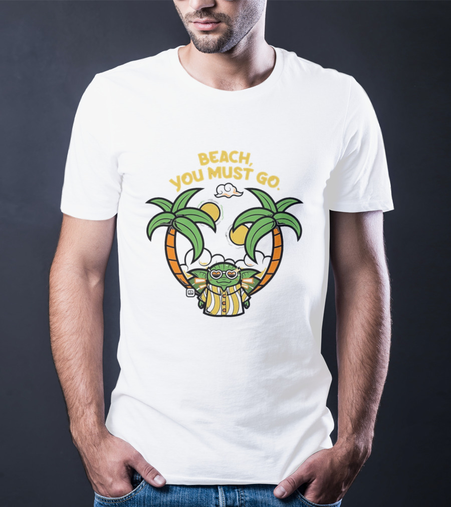 Grogu Hawaiian Outfit Beach You Must Go Palm Trees Sunglasses T-Shirt