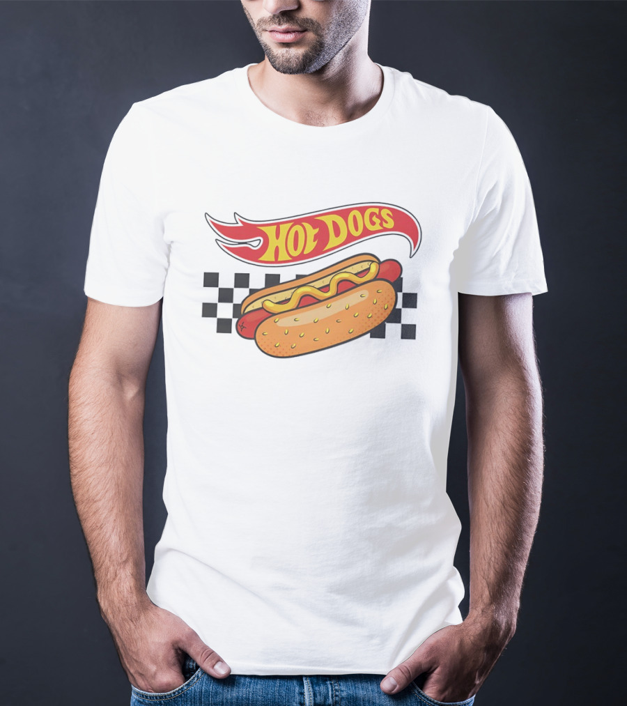 Hot Dogs Checkerboard Flame And Bun T-Shirt