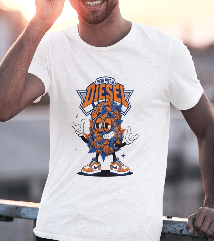 New York Diesel Cannabis Cartoon Knicks T-Shirt