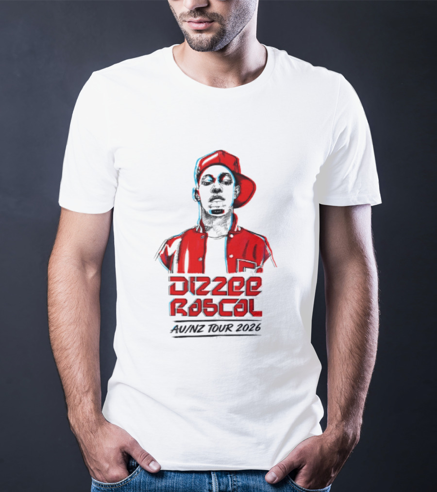 Dizzee Rascal AU NZ Tour 2026 Red Graphic Cap Image T-Shirt