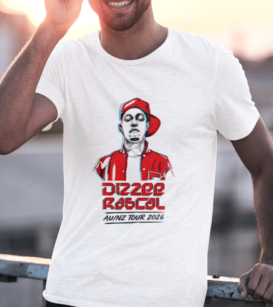 Dizzee Rascal AU NZ Tour 2026 Red Graphic Cap Image T-Shirt