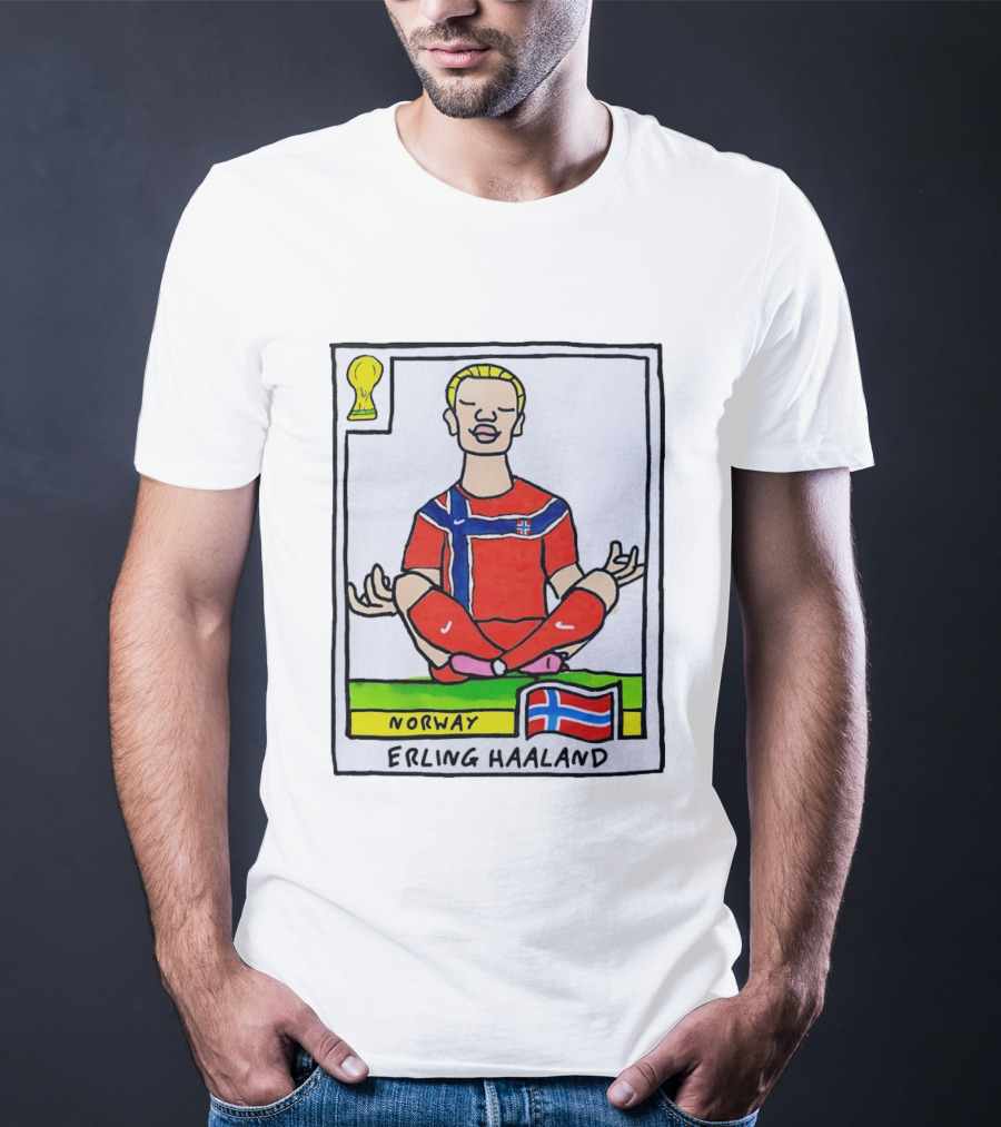 Erling Haaland Norway Soccer Meditation Cartoon Norway Flag T-Shirt