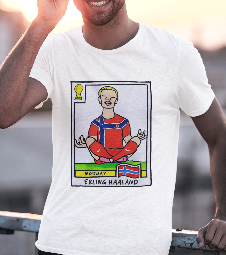 Erling Haaland Norway Soccer Meditation Cartoon Norway Flag T-Shirt