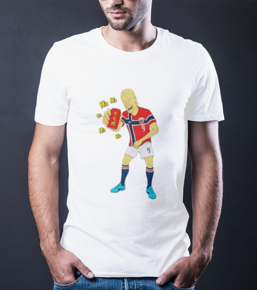 Erling Haaland Norway No 9 Laughing Cartoon Style Bootleg T-Shirt