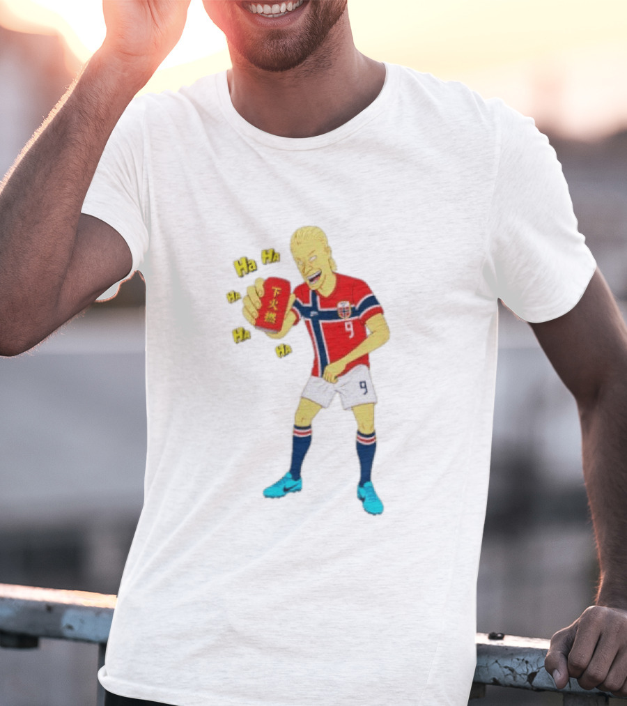 Erling Haaland Norway No 9 Laughing Cartoon Style Bootleg T-Shirt