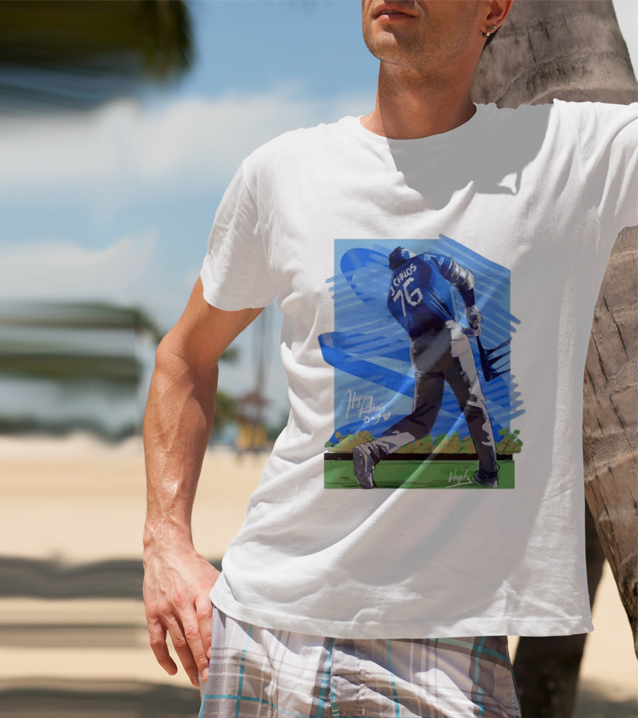 Carlos 76 Happy Fathers Day Baseball Player Sports T-Shirt