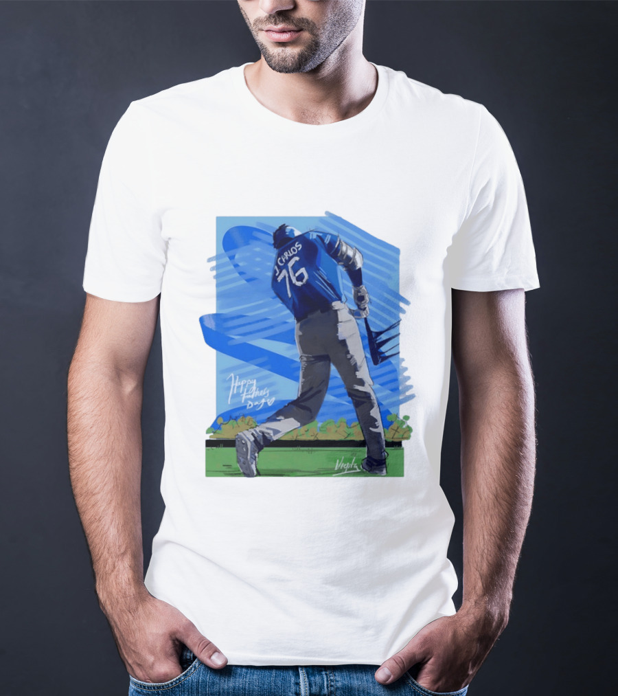 Carlos 76 Happy Fathers Day Baseball Player Sports T-Shirt