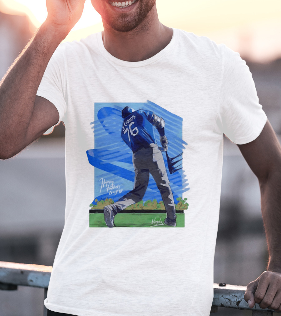 Carlos 76 Happy Fathers Day Baseball Player Sports T-Shirt