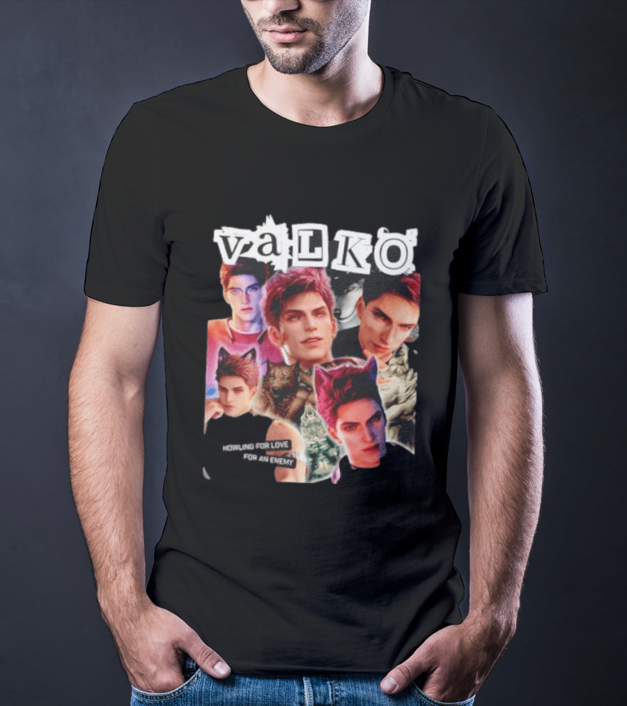 Valko Howling For Love For An Enemy Collage Wild Wolf Aesthetic T-Shirt