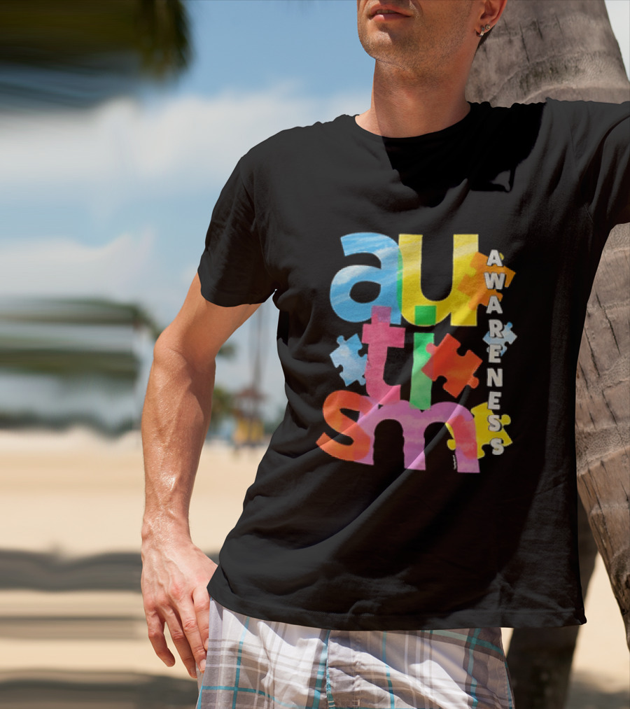 Autism Awareness Puzzle Colorful Letters And Pieces T-Shirt