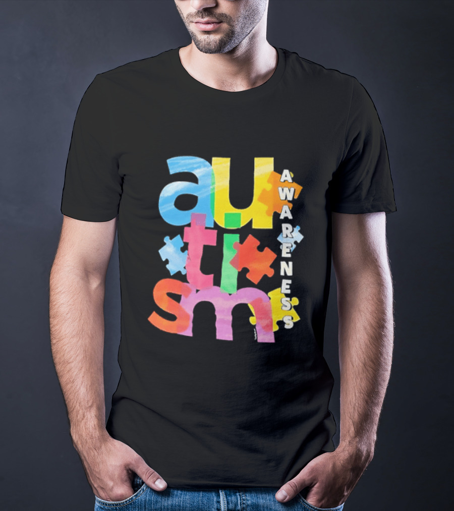 Autism Awareness Puzzle Colorful Letters And Pieces T-Shirt