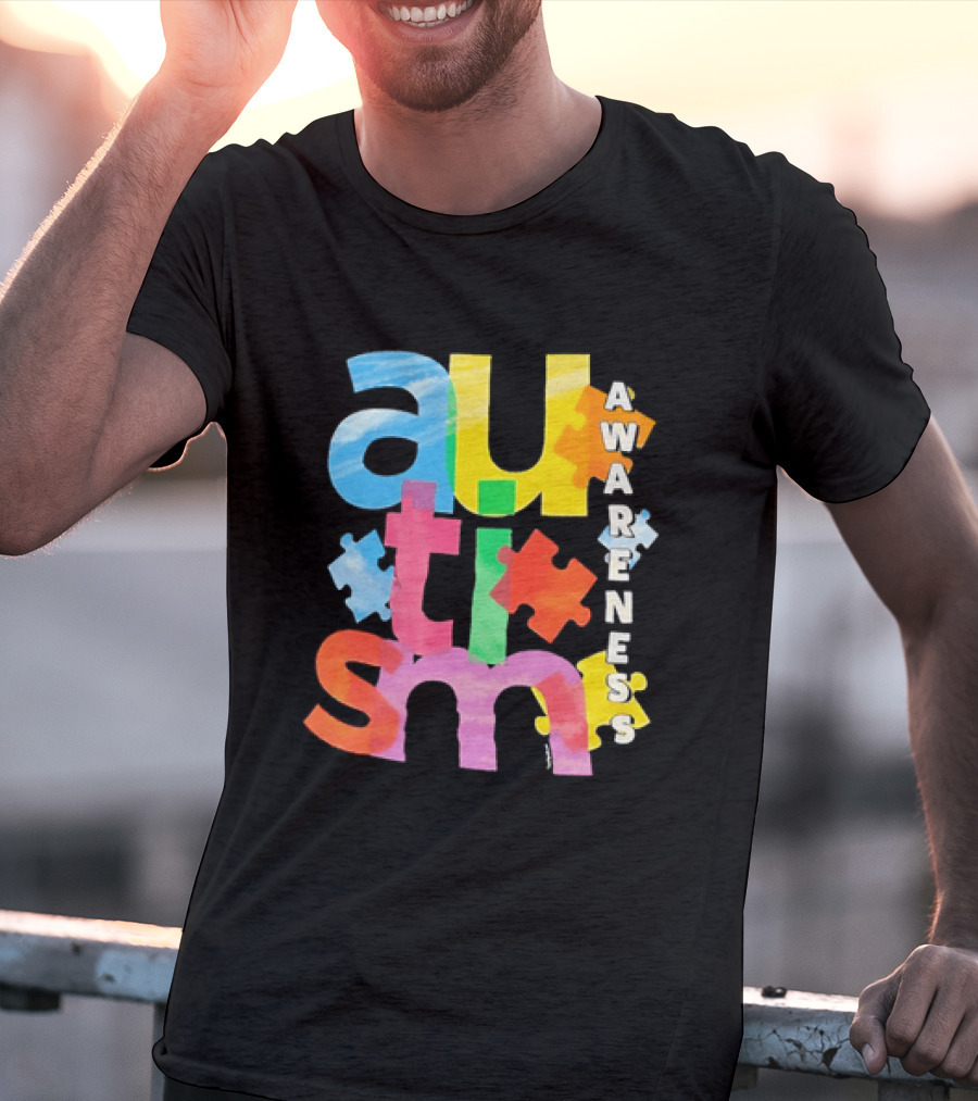 Autism Awareness Puzzle Colorful Letters And Pieces T-Shirt