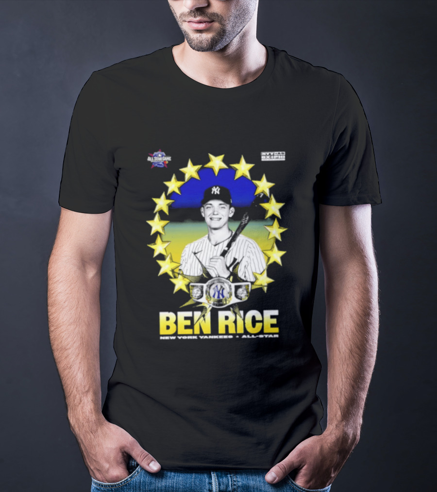 Ben Rice New York Yankees All Star Baseball Player MLB Stars T-Shirt