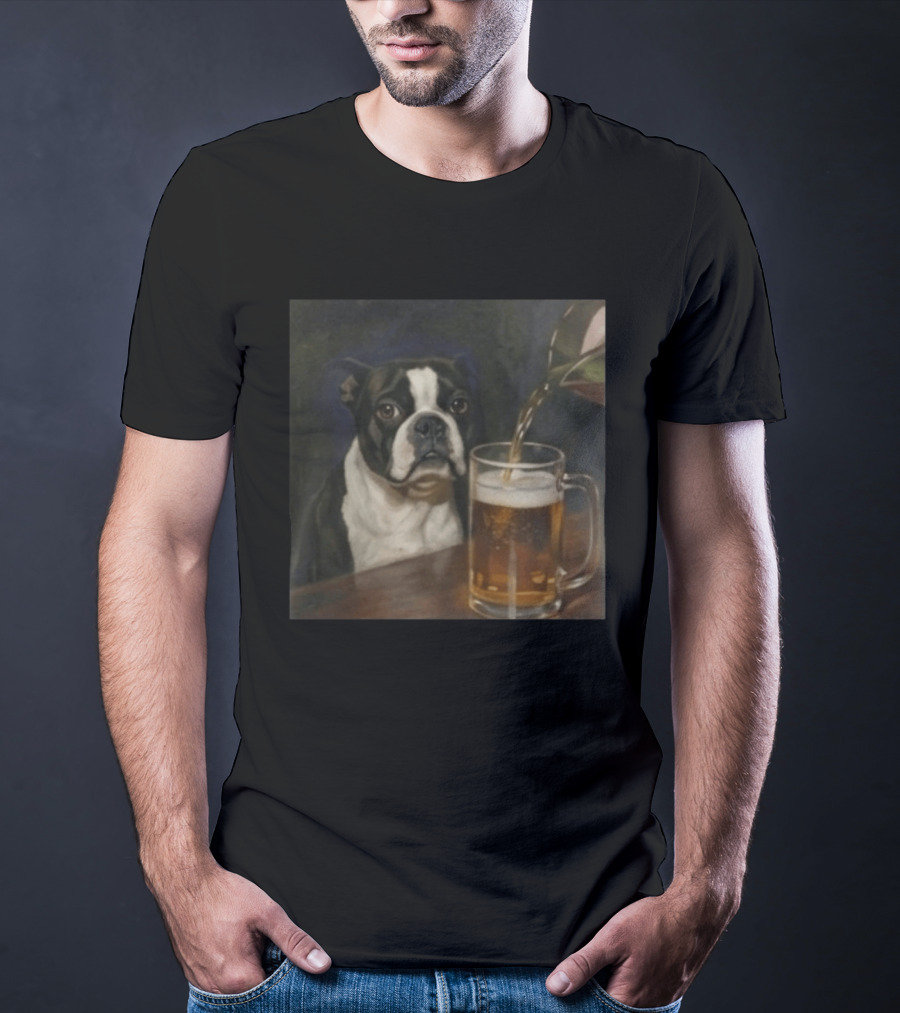 Boston Terrier Drinking Beer T-Shirt