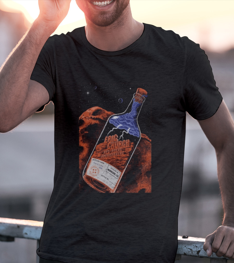 Eric Church Red Rocks Amphitheatre July 8 2026 Morrison CO Bottle T-Shirt