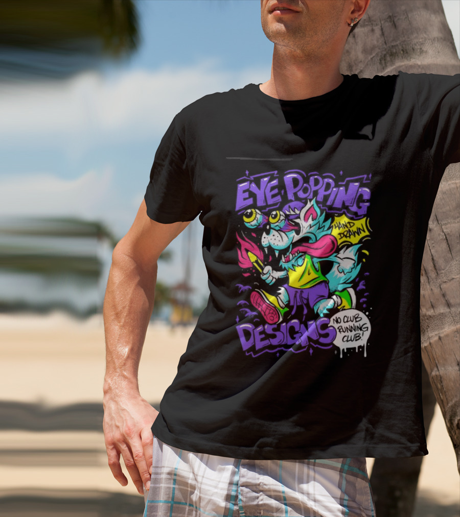 Eye Popping Wolf Hand Drawn No Club Running Club T-Shirt