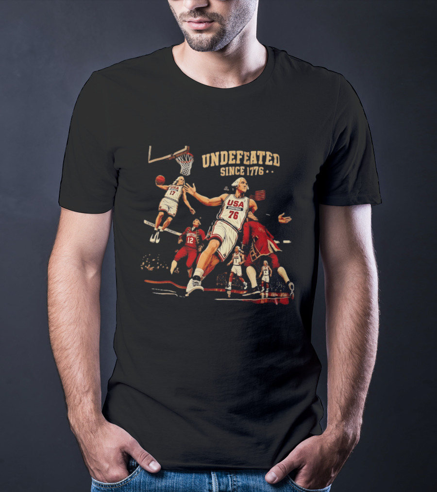 Undefeated Since 1776 George Washington USA Basketball American Revolutionary T-Shirt